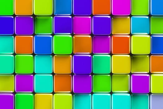 Abstract geometric background with brightly colored glass cubes of various height.