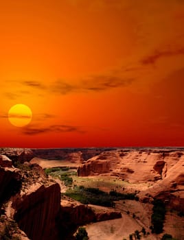 sunset at the Canyon De Chelly Navajo Nation Arizona