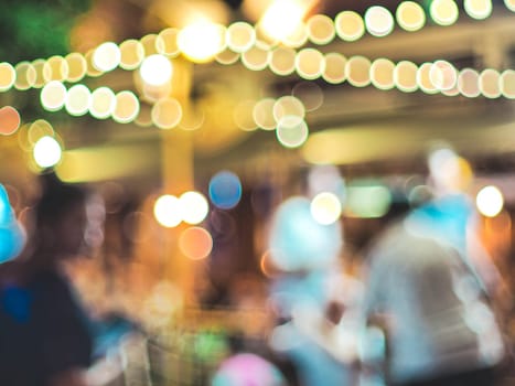 Bokeh city lights background. Bokeh of cityscape skyline during evening dark blue sunset, dusk twilight