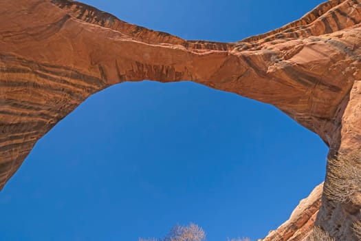 Looking Up at a Natural Bridge at Sipapu Bridge in Natural Bridges National Monument in Utah