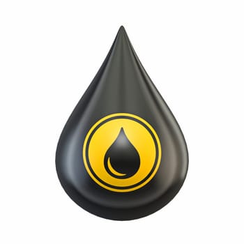 Black oil drop 3D rendering illustration isolated on white background