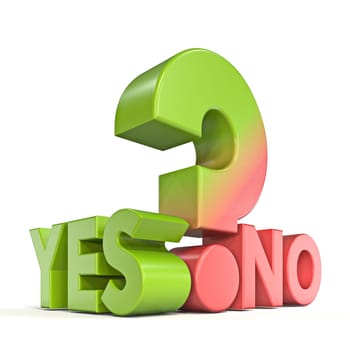 Yes OR No question 3D rendering illustration isolated on white background