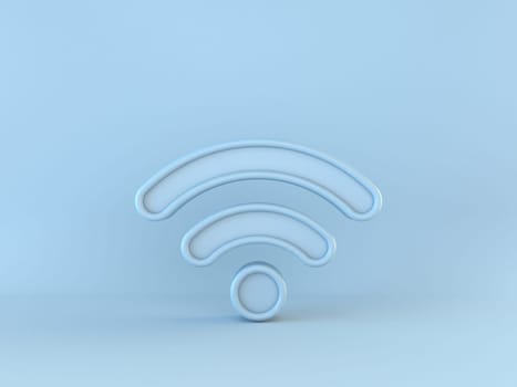 Blue Wi-Fi wireless internet network symbol 3D rendering illustration isolated on blue background