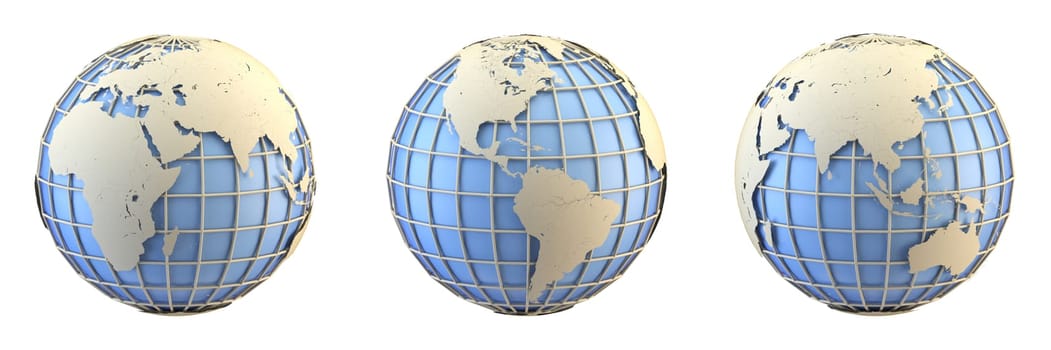 Earth globe 3D rendering illustration isolated on white background