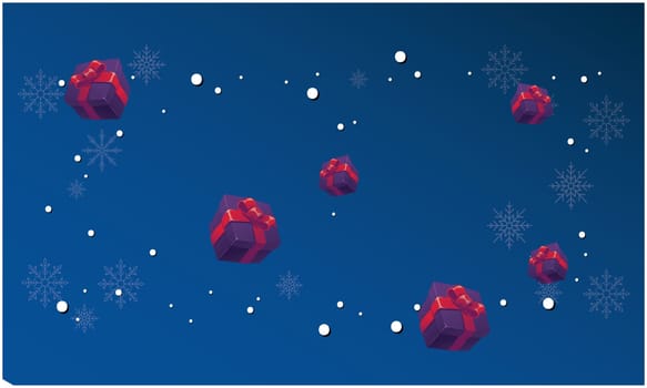 various gifts placed on abstract stars background