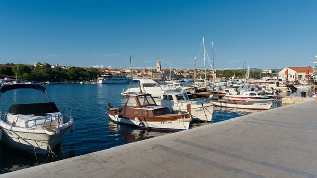 View over the harbor to the old town of Krk on the island of the same name in the Adriatic Sea in Croatia