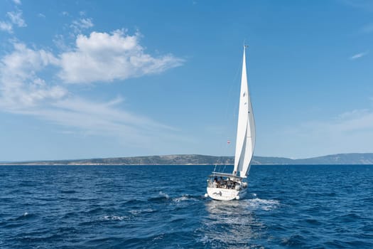 Sailing yacht on the Adriatic Sea near the island of Krk in Croatia
