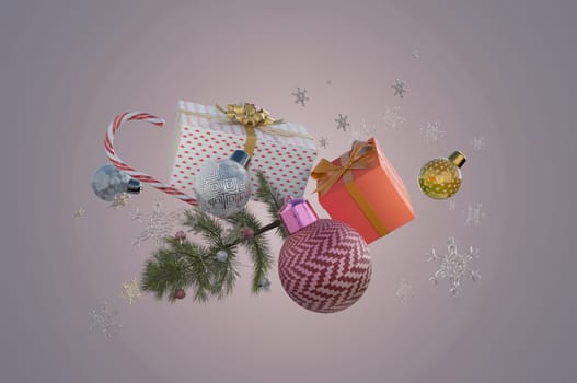 3d illustration. Christmas and happy new year banner. Background Xmas design for Christmas poster, greeting cards, headers, website.