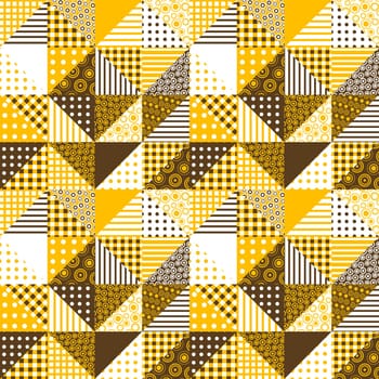 Geometrical pattern made of dots and stripes in yellow and brown