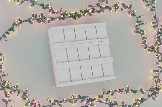 3d illustration.  Light Box on blue background . Copy Space For Message.