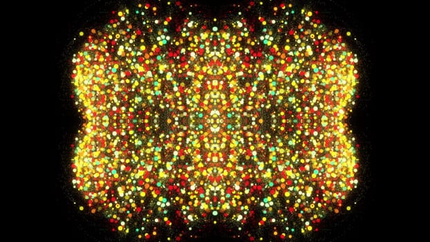 Bright explosion 3d render of geometric bubbles with blurred gradient. Modern digital ornament for web decoration and presentation. Festive and christmas decorative interior.