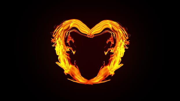 Romantic symbol with 3d render of glowing linear streams and energy clots. Magic of passion and glowing love. Bright decoration and energy frame for digital presentation.