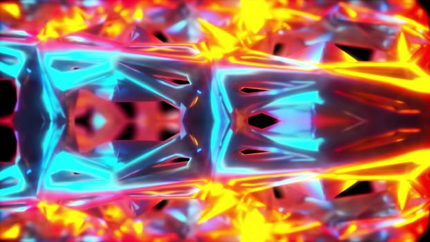 Sparkling 3d futurism render with bright deforming geometric lattice. Holographic textures of space cube covered with layer of broken glass growths. Ancient crystal polygon with magical energy.