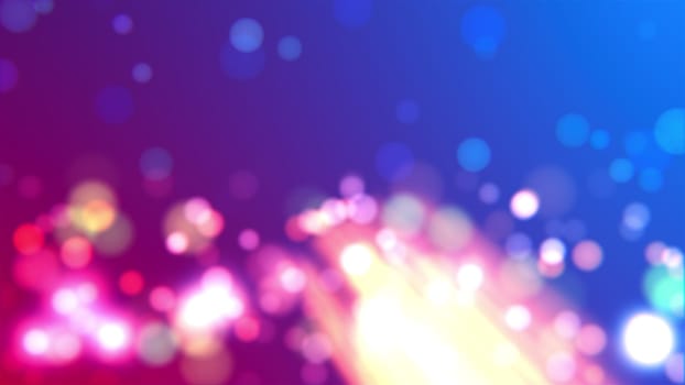 Defocused festive 3d render of bubbles floating in magical stream. Sparkling christmas round textures in soft colors. Meditative digital presentation with modern design.