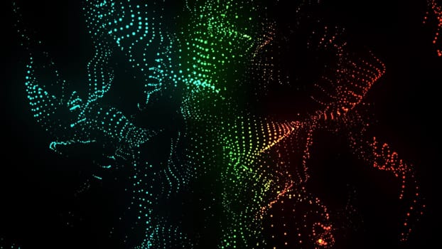 Computer generated spiral organic form from flow particles. 3d rendering of gaseous excellent background