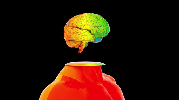 Technological development of intelligence with 3d render abstract anatomical visualization. Futuristic organism for working on complex projects and virtual information control system.