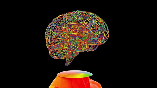 Technological development of intelligence with 3d render abstract anatomical visualization. Futuristic organism for working on complex projects and virtual information control system.