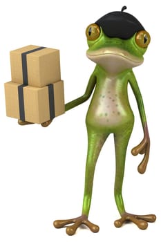 Fun french frog - 3D Illustration