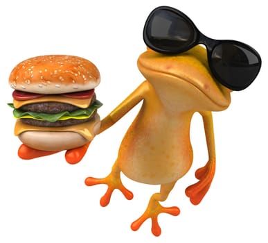 Fun yellow frog - 3D Illustration