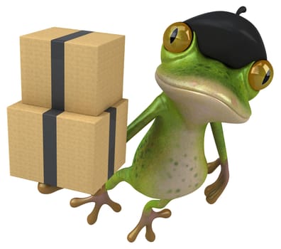 Fun french frog - 3D Illustration