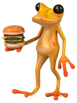 Fun yellow frog - 3D Illustration
