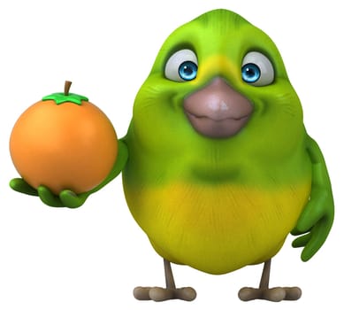 Fun green bird - 3D Illustration
