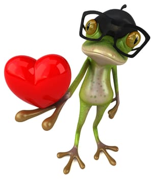 Fun french frog - 3D Illustration