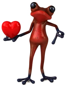 Fun red frog - 3D Illustration