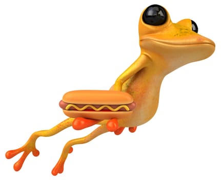 Fun yellow frog - 3D Illustration