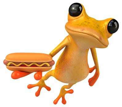 Fun yellow frog - 3D Illustration