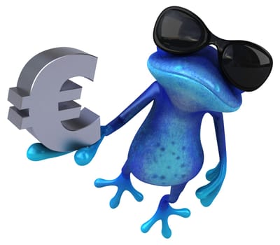Fun blue frog - 3D Illustration