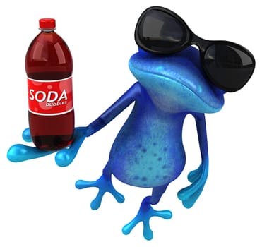 Fun blue frog - 3D Illustration