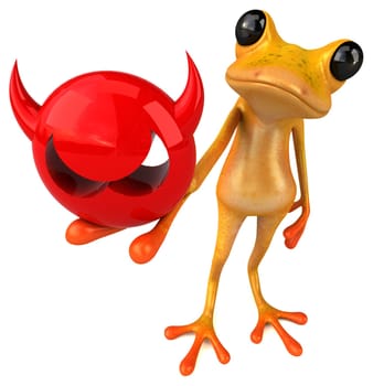 Fun yellow frog - 3D Illustration