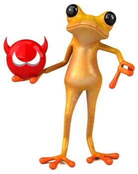 Fun yellow frog - 3D Illustration