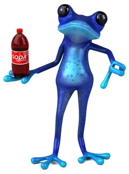 Fun blue frog - 3D Illustration