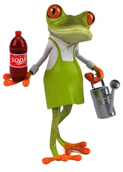 Fun frog gardener - 3D Illustration