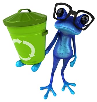 Fun blue frog - 3D Illustration