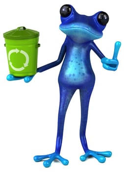 Fun blue frog - 3D Illustration