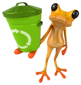 Fun yellow frog - 3D Illustration