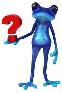 Fun blue frog - 3D Illustration
