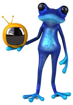 Fun blue frog - 3D Illustration