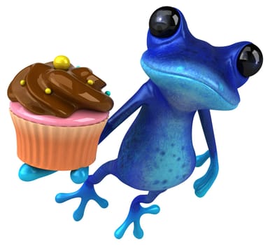 Fun blue frog - 3D Illustration