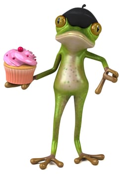 Fun french frog - 3D Illustration