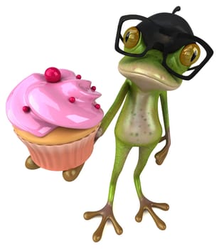 Fun french frog - 3D Illustration