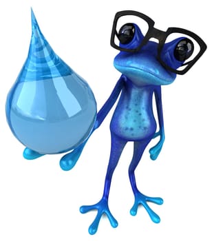 Fun blue frog - 3D Illustration