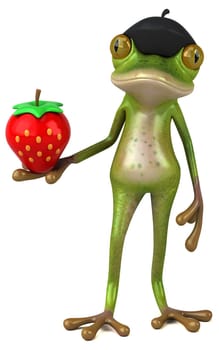 Fun french frog - 3D Illustration