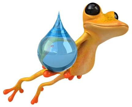 Fun yellow frog - 3D Illustration