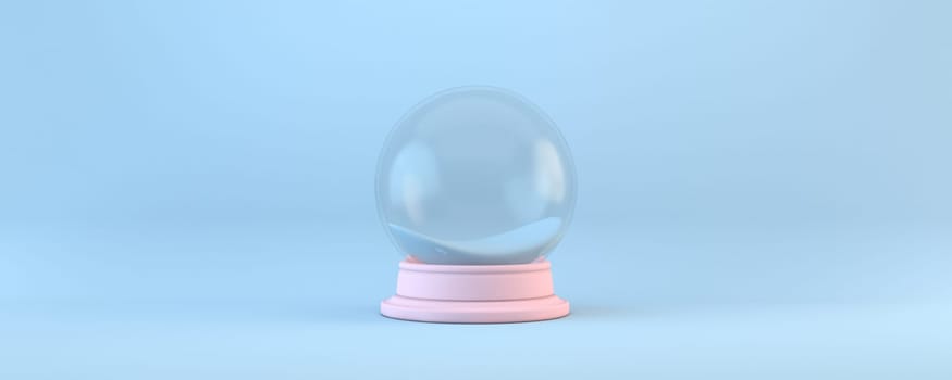 Pink glass ball 3D rendering illustration isolated on blue background