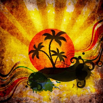 Summer beach design in grunge style