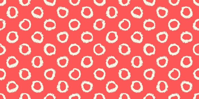 Polka dot seamless pattern with hand painted circles. Vector illustration